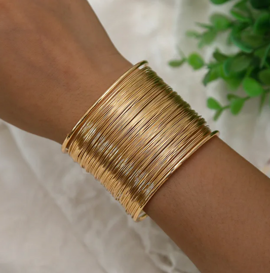 Chunky 18 karats guldpläterat armband i mesh-stil