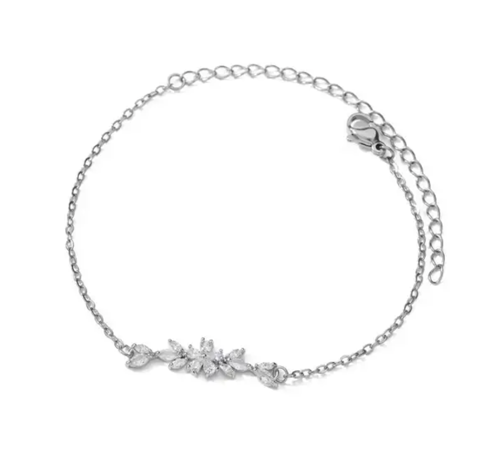 Love flower-armband med zirkoner i 925 Sterling Silver