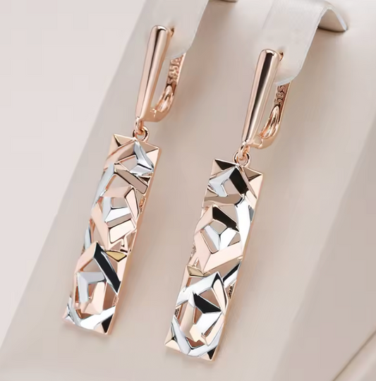 Large square earrings plated with 18K pink gold and silver - AC