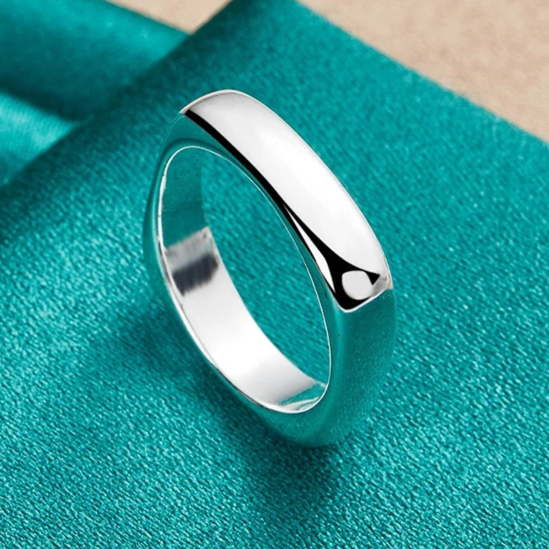 925 Sterling Silver plain square ring adjustable