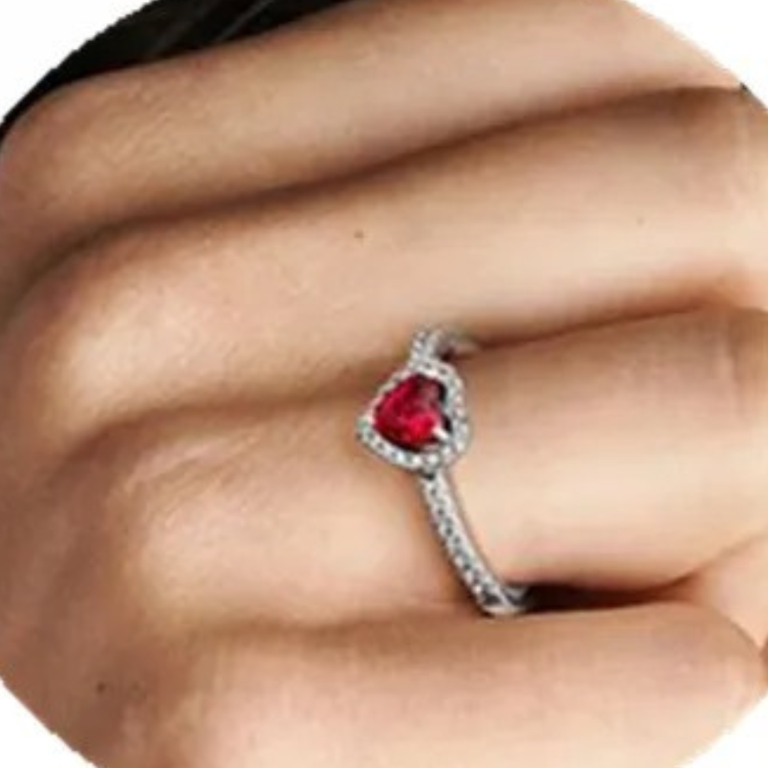 Ruby Heart Ring made of 925 Sterling Silver