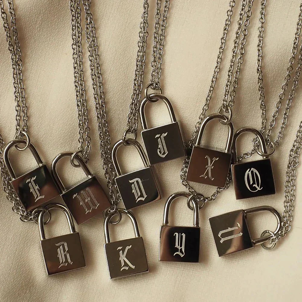 18K Gold Plated Padlock Initials Original Necklace