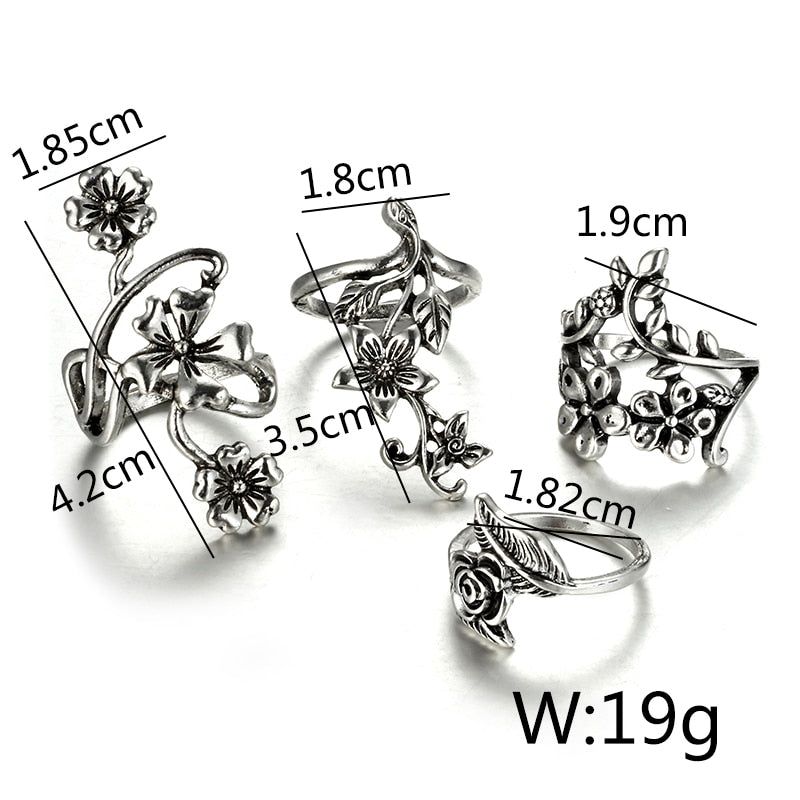 Pack 4 Enchanted Garden Adjustable Rings