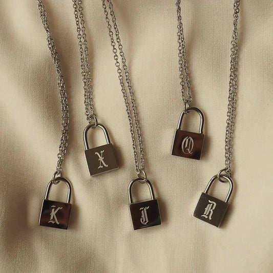 18K Gold Plated Padlock Initials Original Necklace