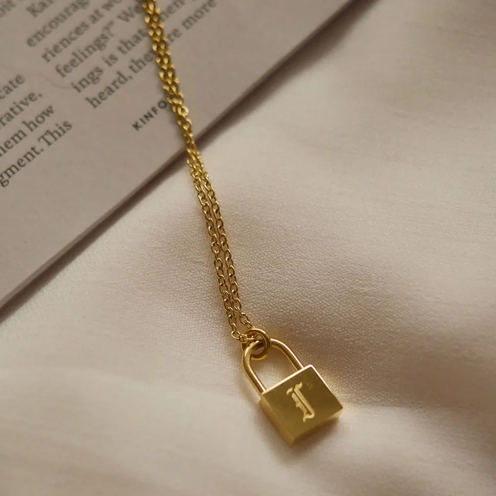 18K Gold Plated Padlock Initials Original Necklace