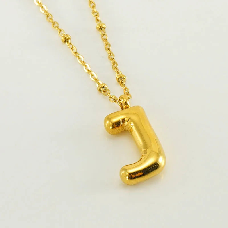 18K Gold Plated Lightweight Balloon Bubble Initial letter Original Necklace