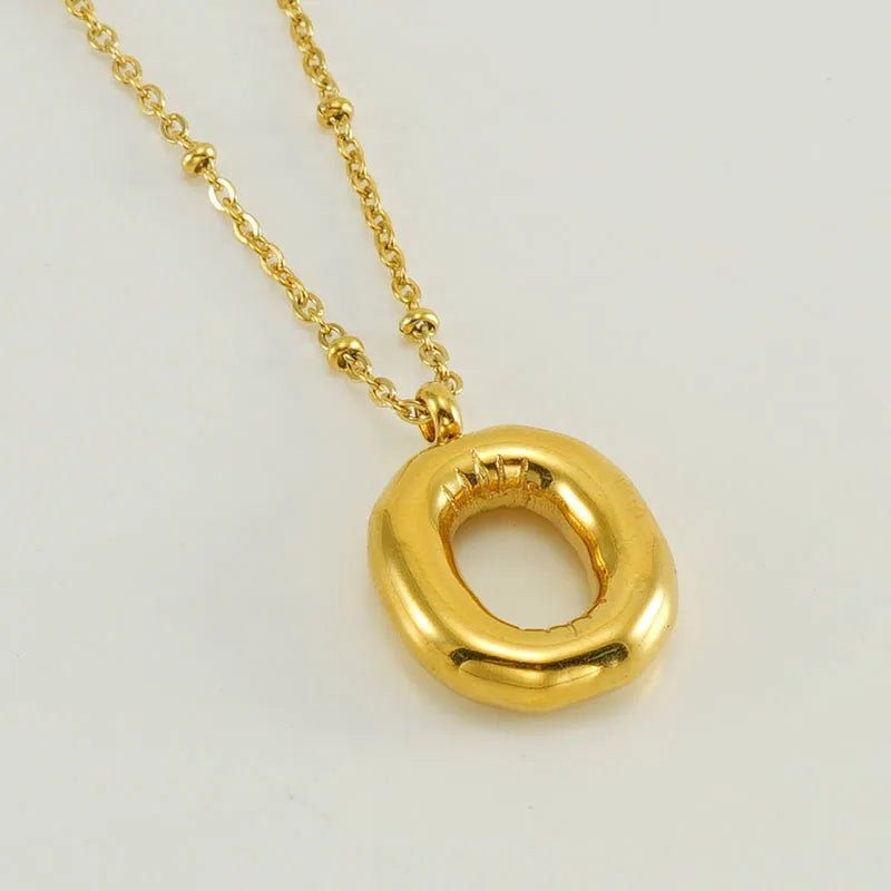 18K Gold Plated Lightweight Balloon Bubble Initial letter Original Necklace