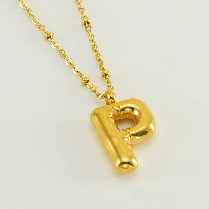 18K Gold Plated Lightweight Balloon Bubble Initial letter Original Necklace