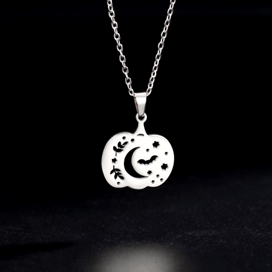 Halloween-hänge i allergivänligt stål med pumpa och 925 sterling silverplätering