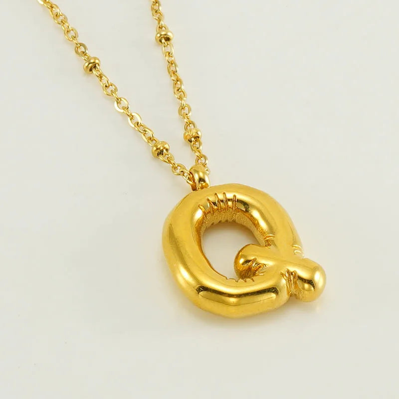 18K Gold Plated Lightweight Balloon Bubble Initial letter Original Necklace