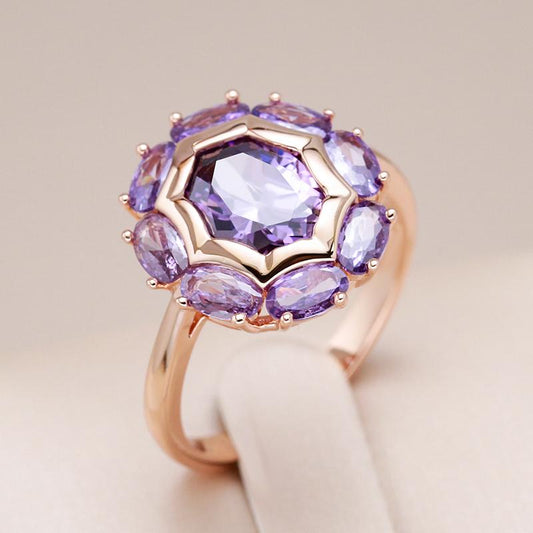 Circular ring with amethyst plated in 18kt pink gold - AC