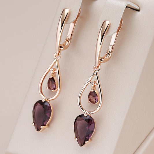 Pendant earrings in 18 carat pink gold with amethyst - AC