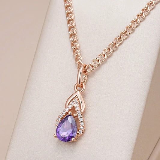 Necklace in 18 carat pink gold with amethyst pendant - AC