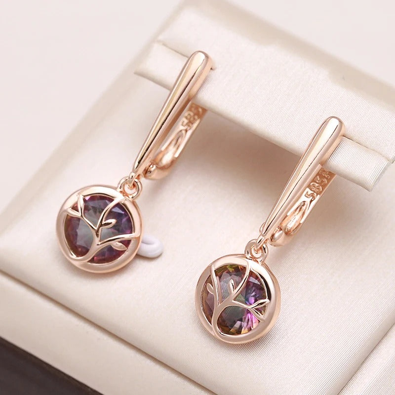 Earrings 18kt rose gold plated with amethyst inlay - AC