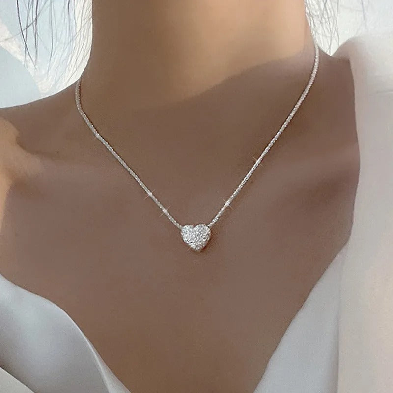 925 Sterling Silver Necklace with Engraved Heart