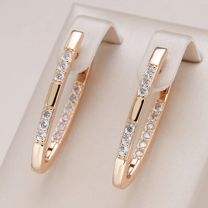 18K Rose Gold Plated Fashion Geometric Natural Zircon Drop Earring