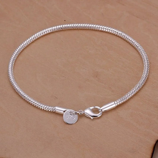 Simple 925 sterling silver bracelet with simple candlestick