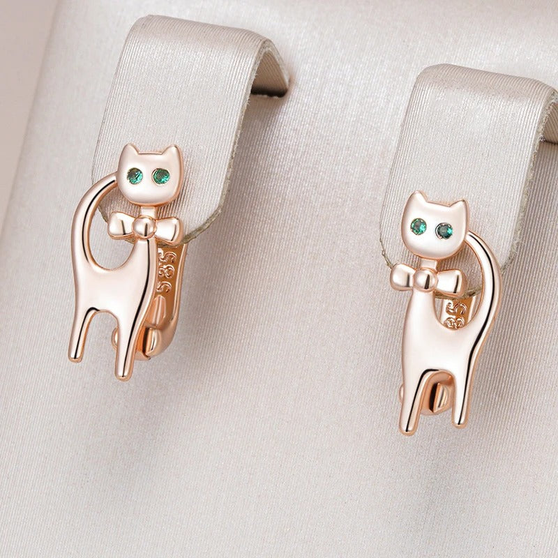 18K Rose Gold Plated Luxury Cute Cat Earrings