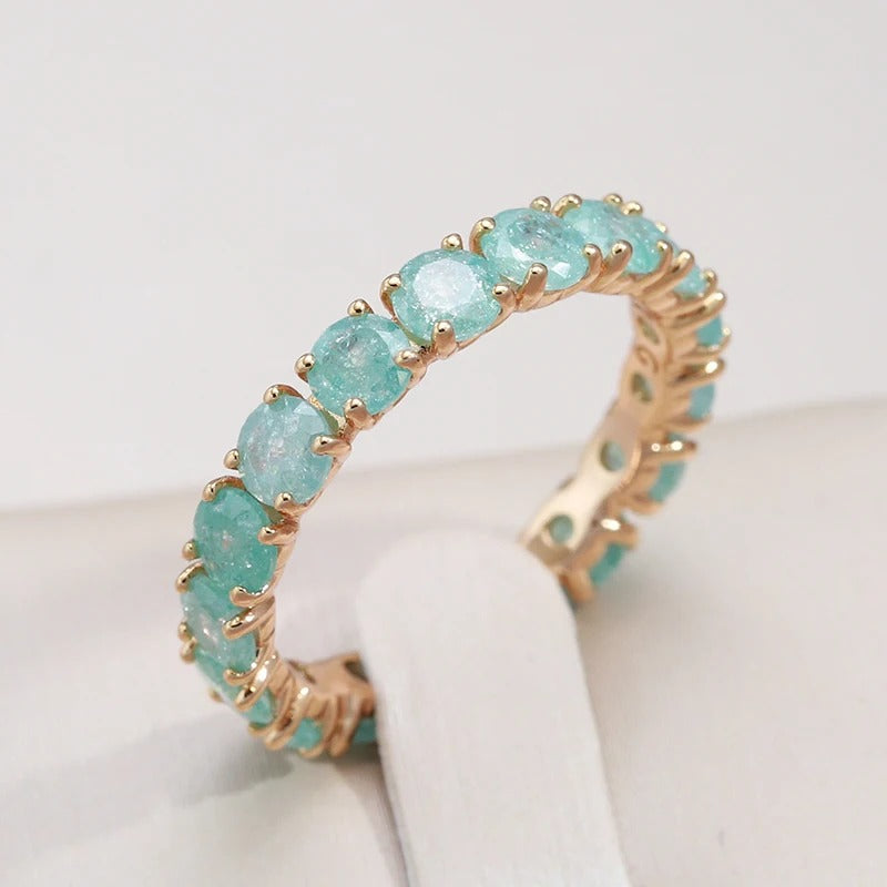 Ring in 18 carat pink gold with aquamarine zirconia - AC