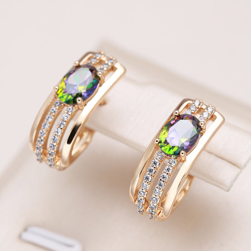 Handcrafted 18K Gold Plated Sapphire Earrings