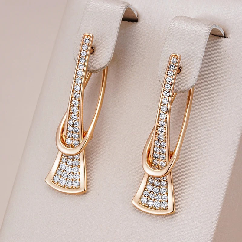 18K Rose Gold Plated romantic zirconia earrings