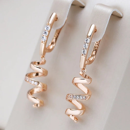 18K Rose Gold Plated curly earrings in zirconia