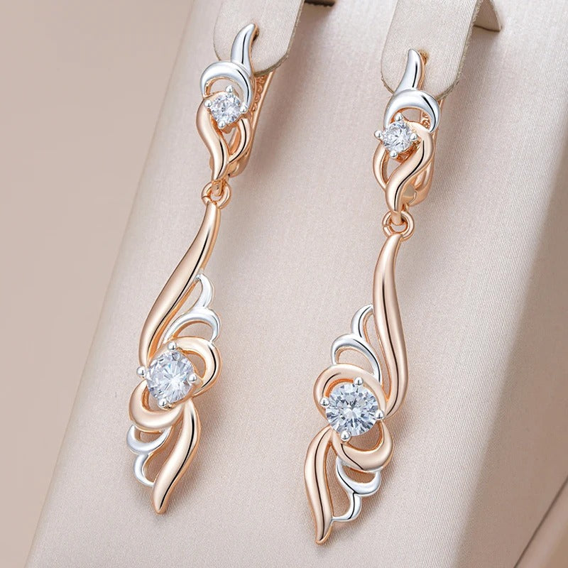 Unique earrings in the shape of a flower, plated with 18 carat pink gold - AC