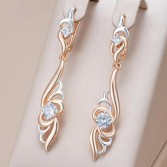 Unique earrings in the shape of a flower, plated with 18 carat pink gold - AC