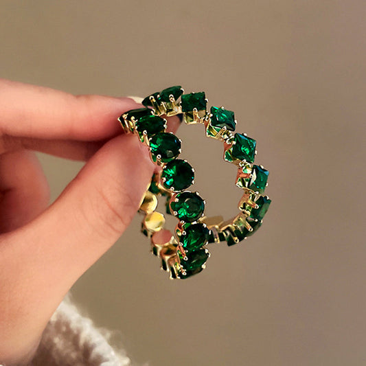 18K Gold-Plated Emerald Hoops