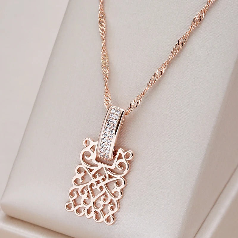 Long square andalou pendant plated with 18kt rose gold - AC