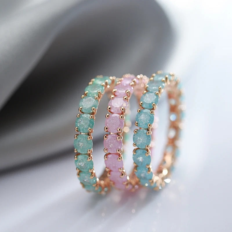 Ring in 18 carat pink gold with aquamarine zirconia - AC