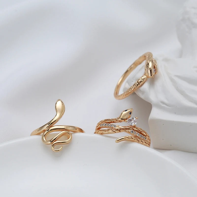 18K Rose Gold Plated snake ring with zirconia