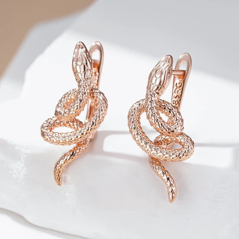 Earrings snake 18K pink gold plated - AC