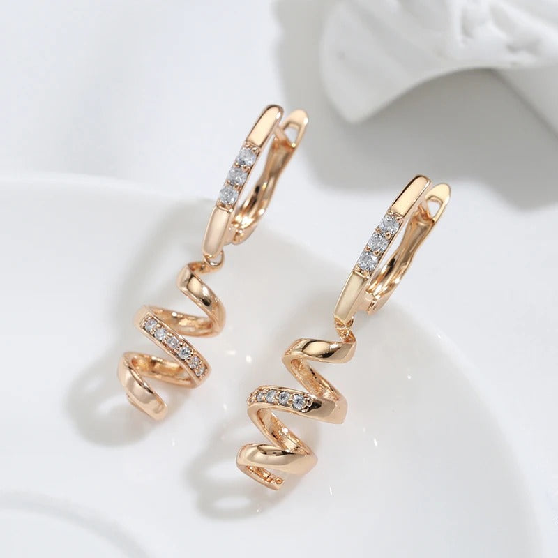 18K Rose Gold Plated curly earrings in zirconia