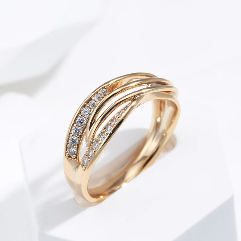 18kt rose gold cubic zirconia and love lines ring - AC