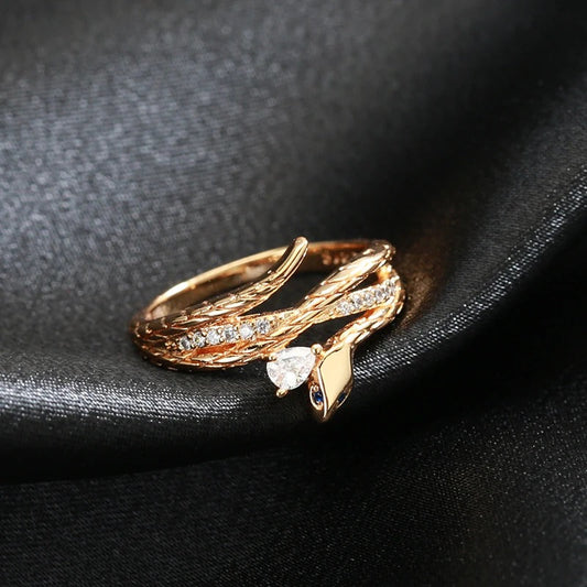 Snake ring plated 18kt pink gold with cubic zirconia - AC