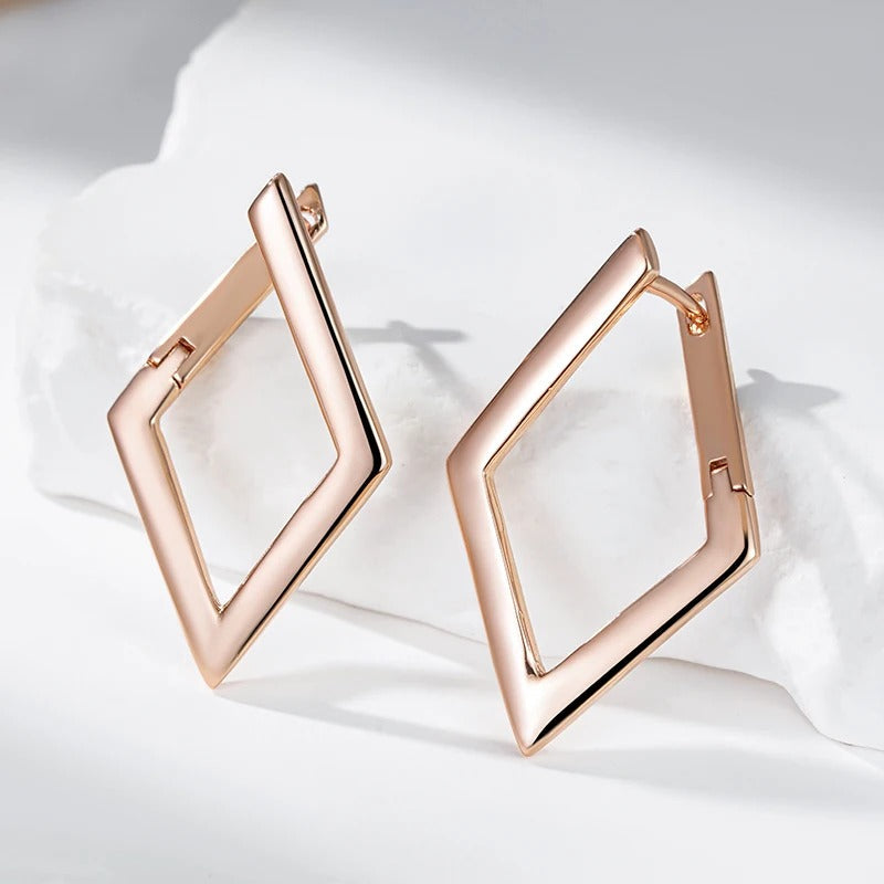 18K Rose Gold plated diamond-shaped earrings