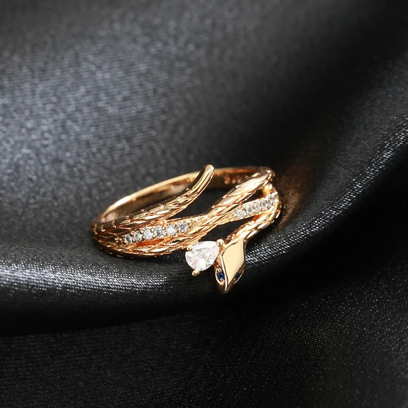 18K Rose Gold Plated snake ring with zirconia