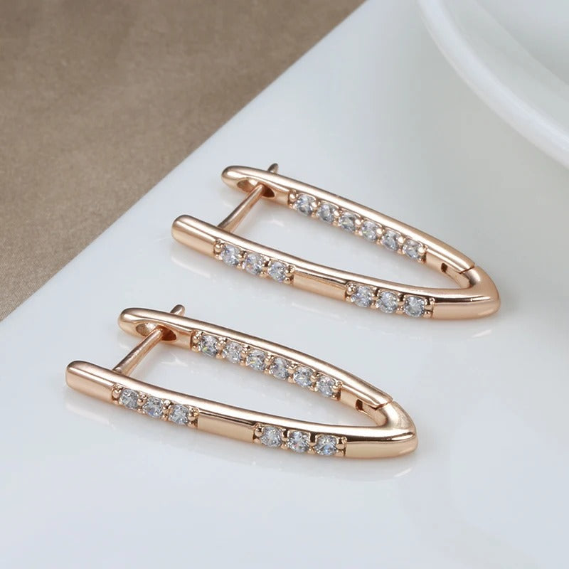 18K Rose Gold Plated Fashion Geometric Natural Zircon Drop Earring