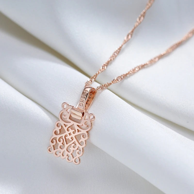 Long square andalou pendant plated with 18kt rose gold - AC