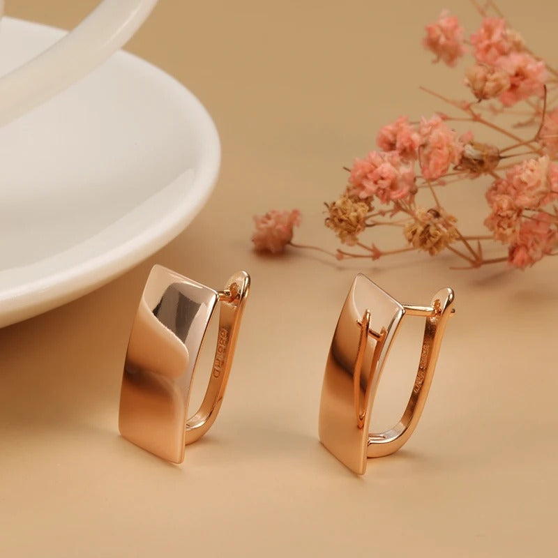 Rectangular earrings plated with 18K pink gold - AC