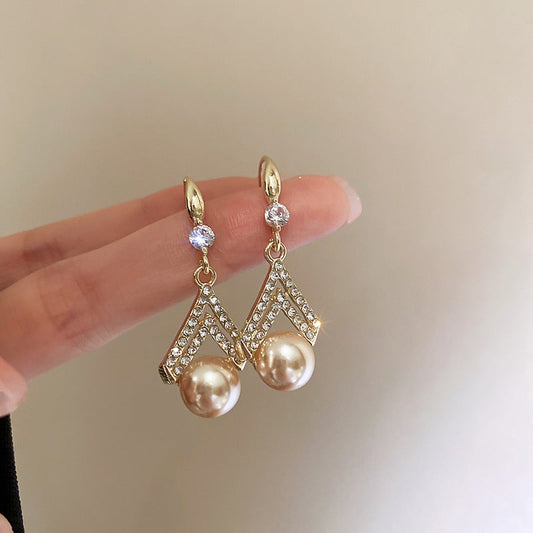 18K Gold Plated Handmade Natural Pearl with beautiful stones Earrings