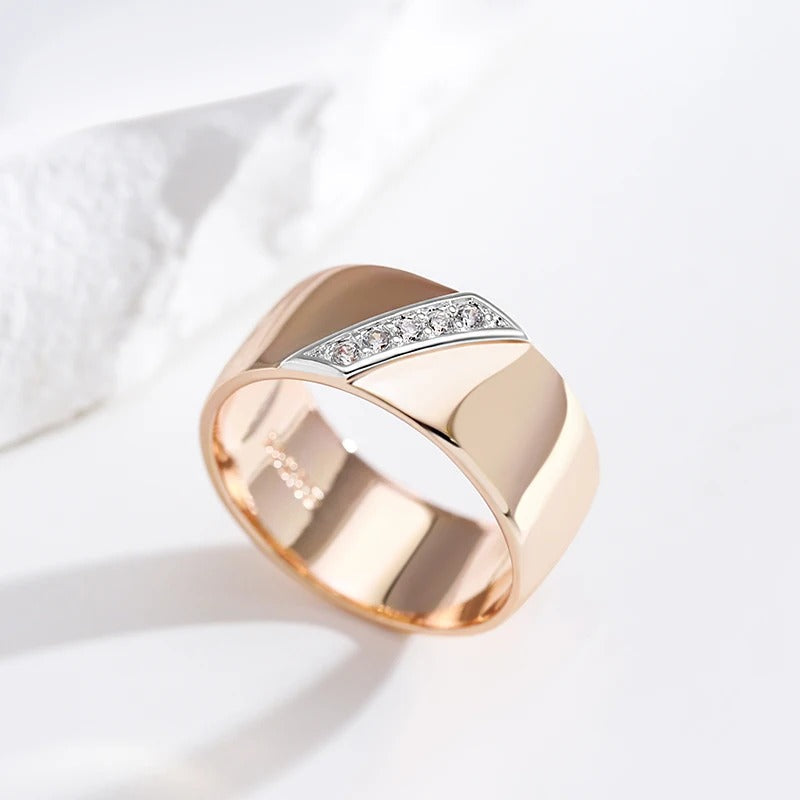 18K Rose Gold Plated Luxury Natural Zircon 9mm