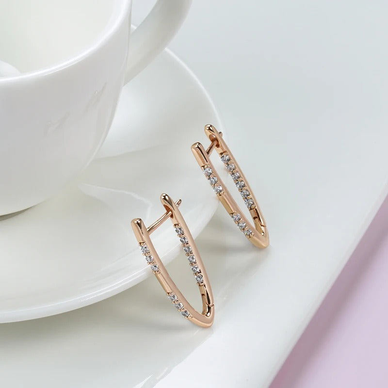 18K Rose Gold Plated Fashion Geometric Natural Zircon Drop Earring