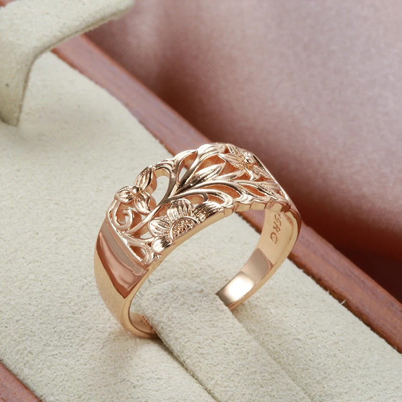 Ring in 18 carat pink gold with flowers and daisies - AC