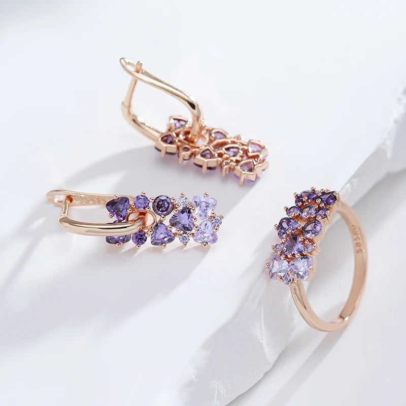 18K Rose Gold Plated Brilliant purple natural zircon Ring