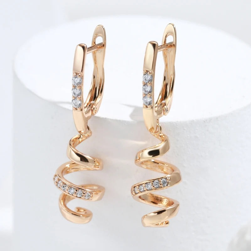 18K Rose Gold Plated curly earrings in zirconia