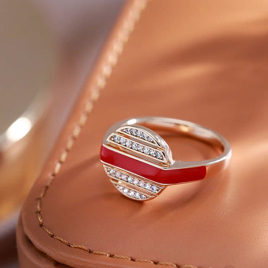 Round ring with infinite links, plated with 18-carat pink gold - AC