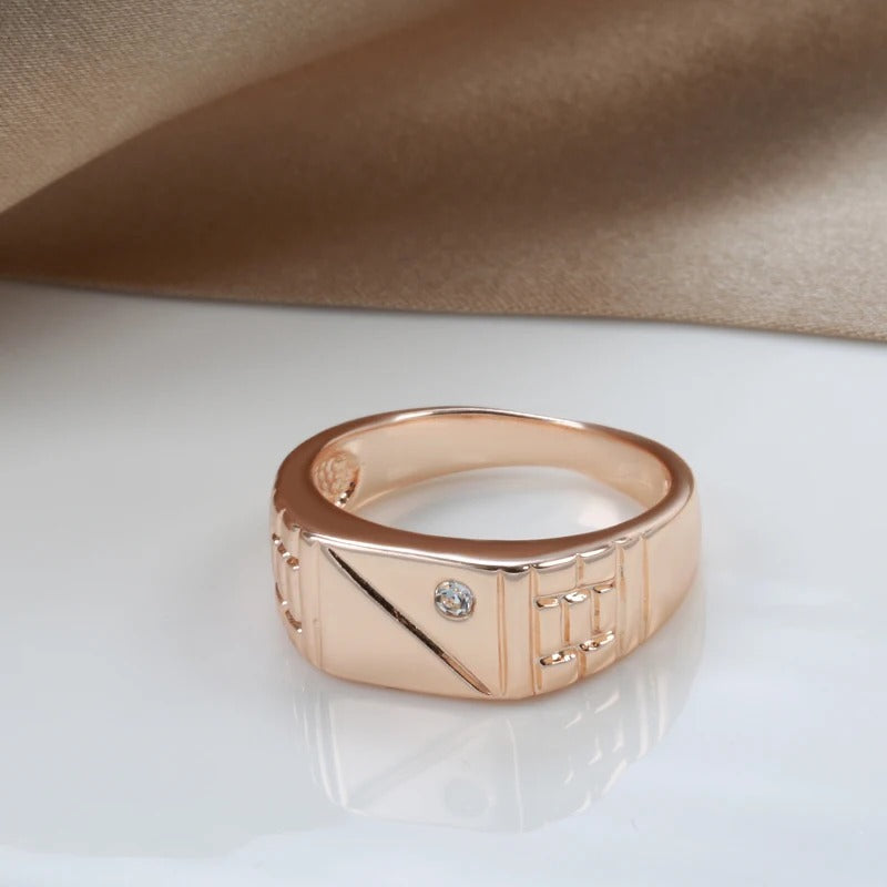 Signet ring in 18k pink gold with small cubic zirconia - AC