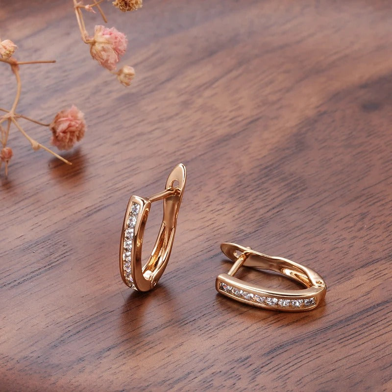 Small hoop earrings with quartz zirconia in 18K rose gold plating